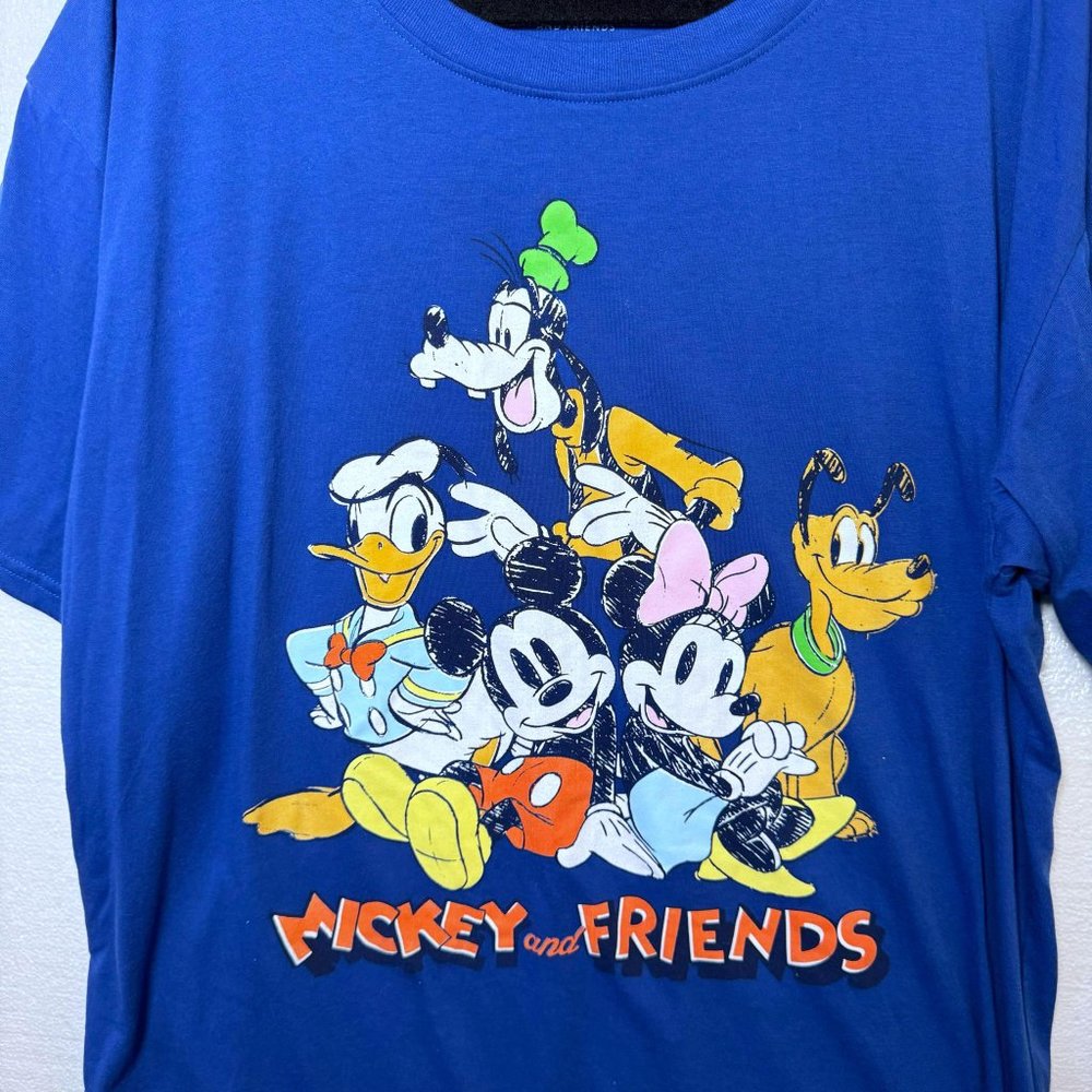 Disney Mickey Mouse Fab Five Womens Sz XXL Blue Graphic Tee T-Shirt Minnie Pluto - Picture 4 of 7